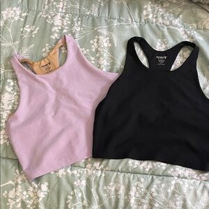 Old Navy Black and Light Purple Active Tank Tops